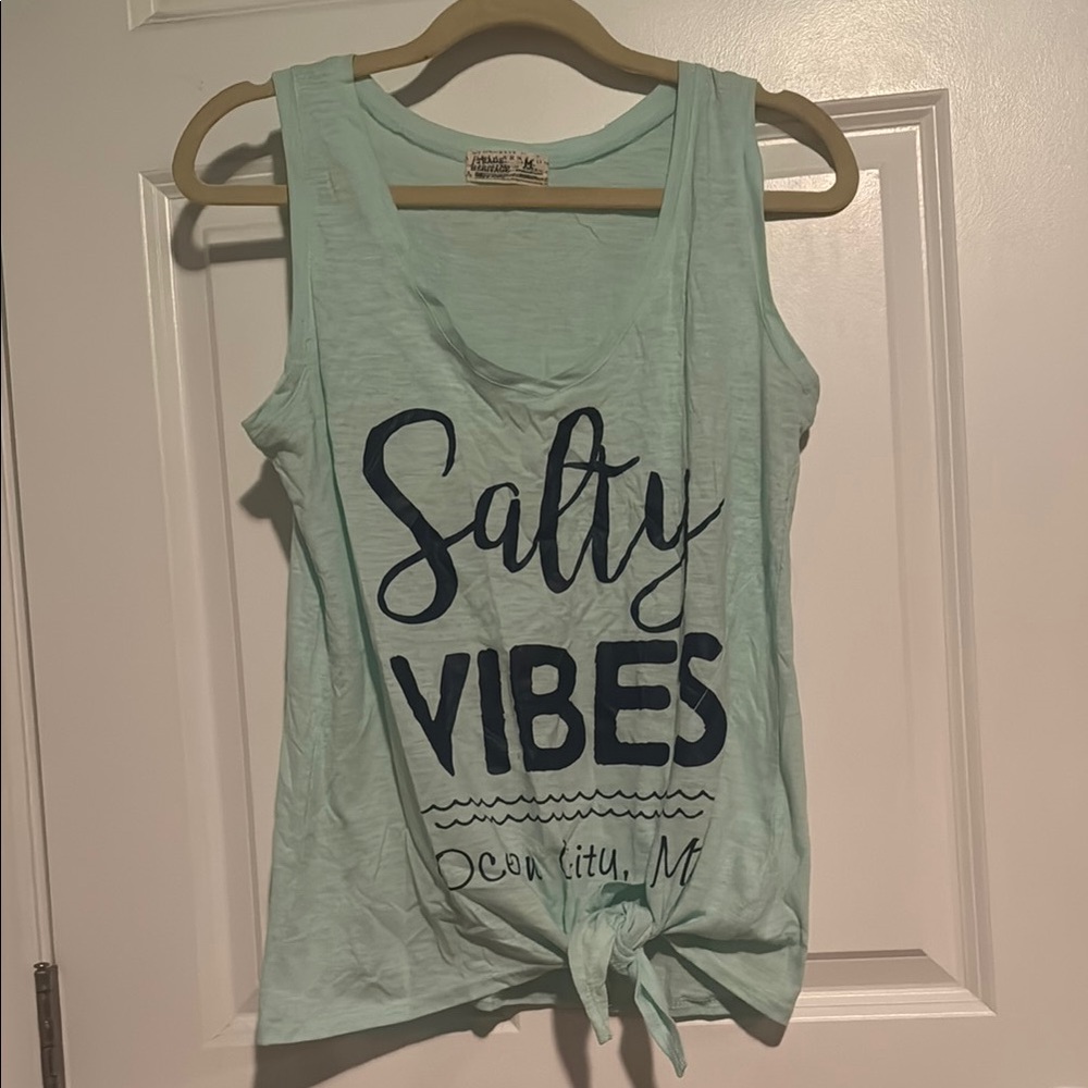 Salty Vibes Ocean City, MD Tie Front Tank Top